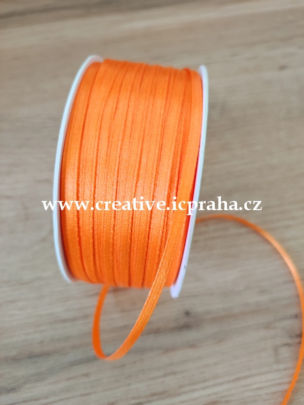 Stuha  atlas - 3mm oranžová 